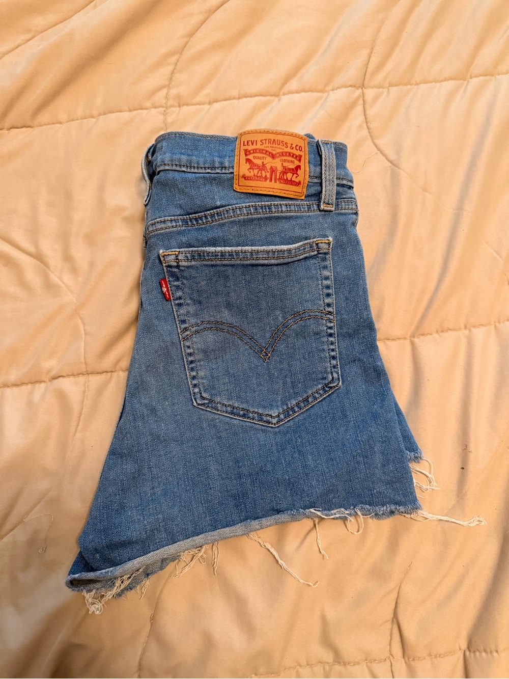Levi's Blue Denim Raw Hem Cutoff Skirt